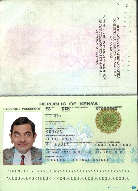 Download Kenya passport (2011 2019) Photoshop template